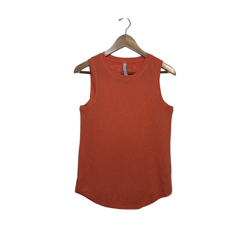 Athleta Tank Top Women XS Orange Muscle Tank Curved Hem Slub Modal Blend